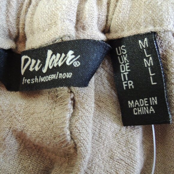 Du Jour Tan Linen Blend Wrap Overlay Crop Pants M - Picture 9 of 10